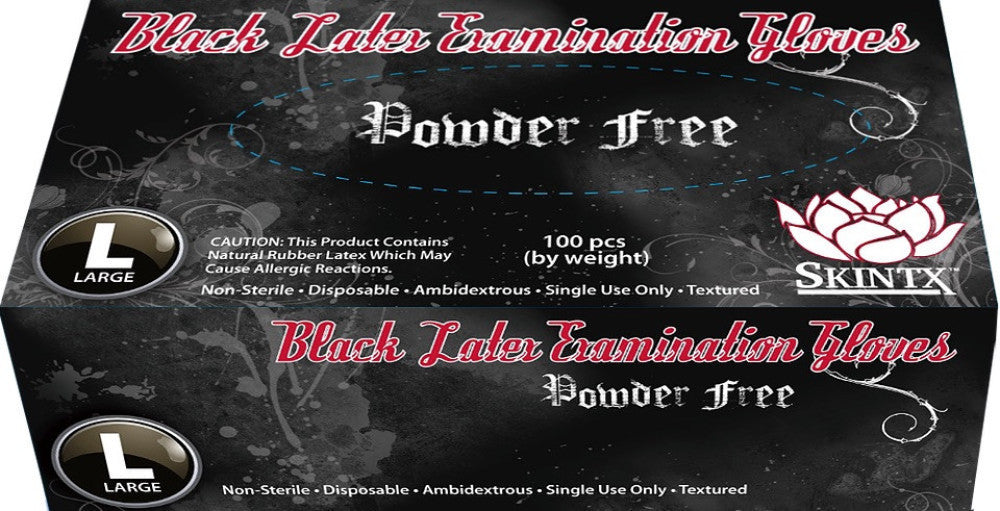 Skintx Black Latex exam gloves