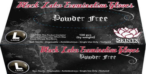 Skintx Black Latex exam gloves